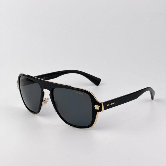 Versace Men’s Sunglasses – Black Aviator Frame Polarized Lenses | VE2199 100281 - Picture 3 of 12